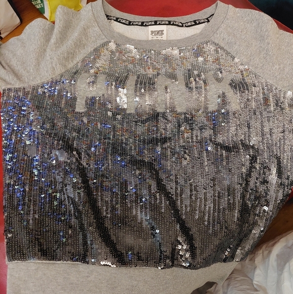 PINK Victoria's Secret Tops - SEQUENCE Pink Victoria's Secret Sweatshirt Women Sz XS